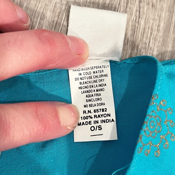 Indian Blue Wrap Coverup with Gold Details - Picture 9 of 12